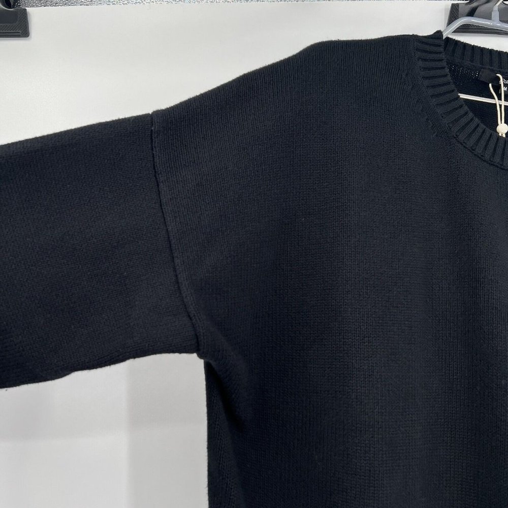 Quince Women's Black Boyfriend Crew Sweater 100% Organic Cotton M NWT Oversized - Picture 6 of 9